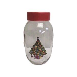 Vintage Carlton Glass Cookie Jar 3L with Christmas Tree, 1970s 3643